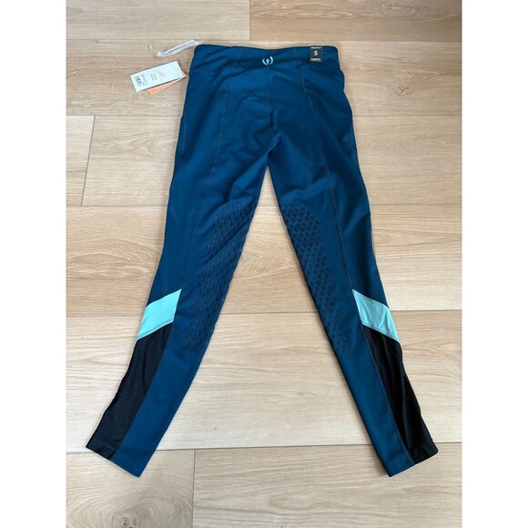 Kerrits Women's Small S Flow Rise Tights Silicone Knee Patch Teal Blue - Picture 14 of 14